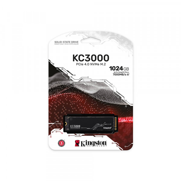 Ổ cứng SSD Kingston KC3000 1024GB NVMe M.2 2280 PCIe Gen 4x4 (Đọc 7000MB/s, Ghi 6000MB/s)-(SKC3000S/1024G)