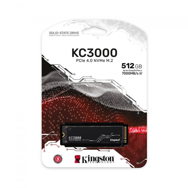 Ổ cứng SSD Kingston KC3000 512GB NVMe M.2 2280 PCIe Gen 4x4 (Đọc 7000MB/s, Ghi 3900MB/s)-(SKC3000S/512G)