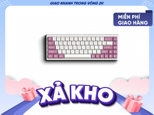 Bàn phím cơ FLEsport FL680 SAM Peach (Có dây / Bluetooth / 2.4Ghz/ Yellow Switch)