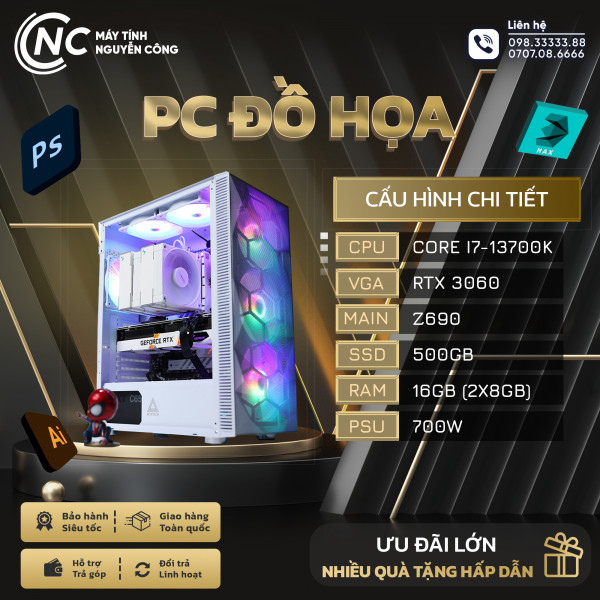NCPC (i7-13700K/ Z690/ 16GB RAM/ 512GB SSD/ RTX 3060)
