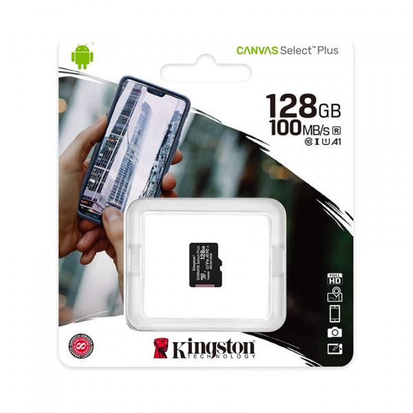 Thẻ Nhớ Kingston 128GB MicroSD Select Pls 100R Class 10 SDCS2/128GBSP (Không adapter)