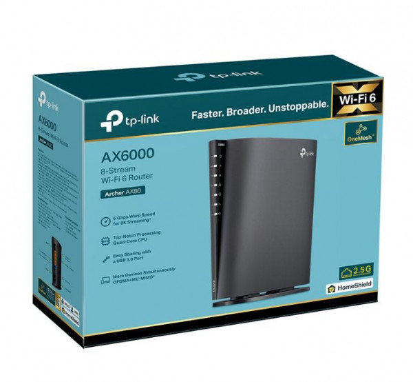 Router TP-Link Wi-Fi 6 8 Luồng với Cổng 2.5G  Archer AX80 (AX6000) 