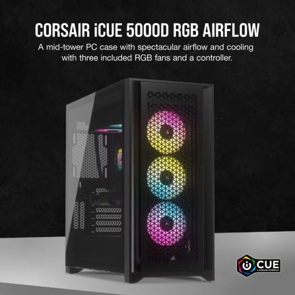 Vỏ case Corsair iCUE 5000D RGB Airflow Black (CC-9011242-WW)