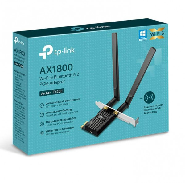 Card mạng không dây TP-Link AX1800 Wi-Fi 6 Archer TX20E Bluetooth 5.2 PCIe