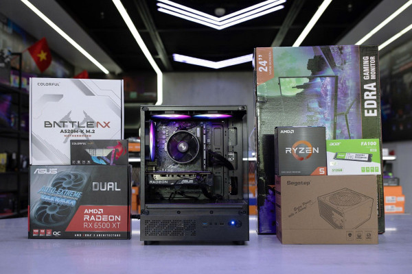 [TẶNG MÀN HÌNH] Bộ PC Gaming AMD Ryzen 5 5500, RAM 16GB, VGA RX 6500 XT 4GB