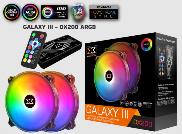 Quạt tản nhiệt Xigmatek Galaxy III DX200 ARGB (EN46089)