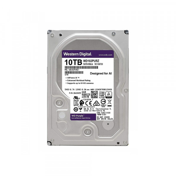 Ổ Cứng HDD Western Digital Purple 10TB WD102PURZ (3.5Inch/ 7200rpm/ 256MB/ SATA3)
