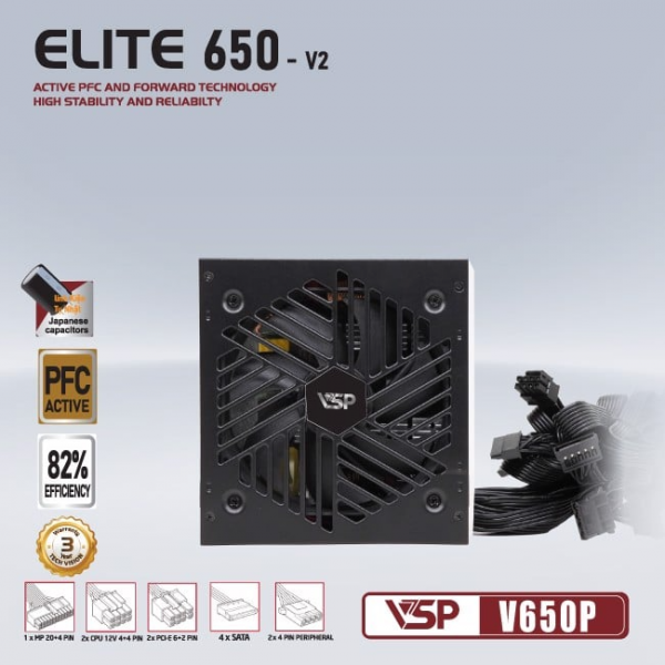 Nguồn máy tính VSP ELITE ACTIVE PFC V650P - V2