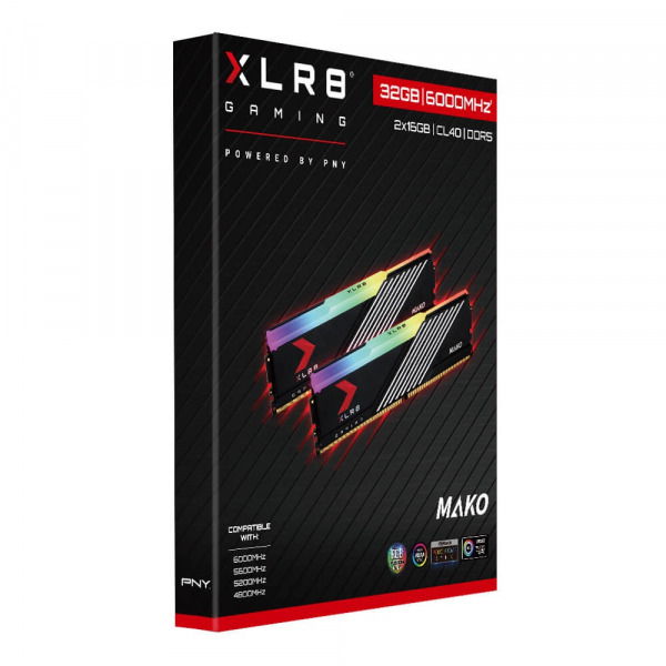 RAM PNY XLR8 2 X 16GB DDR5 6000MHz CL40 MAKO RGB - Black