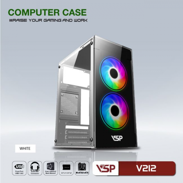 Vỏ Case VSP V212 Trắng - No FAN