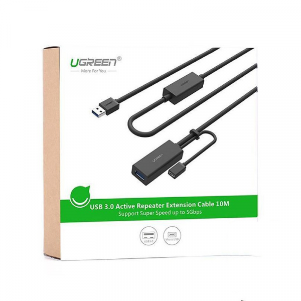 Cáp USB 3.0 Nối Dài 10m Hỗ Trợ Nguồn Micro USB Ugreen - 20827