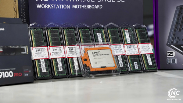 Bộ PC AI AMD Ryzen Threadripper PRO 9985WX, 512GB RAM DDR5, VGA RTX 5070 12GB