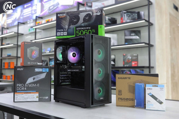 Bộ PC Gaming Intel i5 13400F, Ram 16GB, SSD 256GB, RTX 5060Ti 8GB [TẶNG MÀN HÌNH]