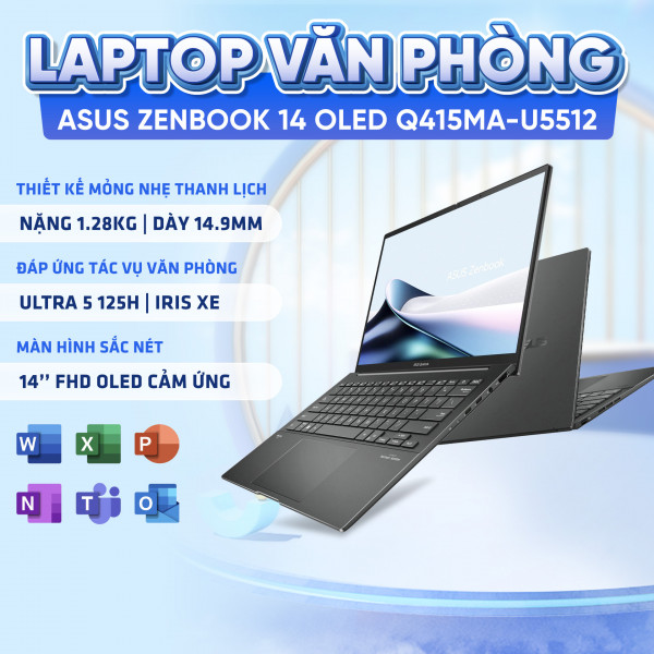 Laptop Asus Zenbook 14 OLED Q415MA-U5512 (Intel Core Ultra 5 125H, 8GB, 512GB, 14