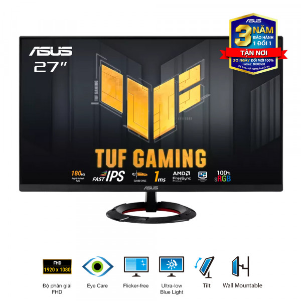 Màn Hình Gaming ASUS TUF VG279Q3R (27 Inch | IPS | FHD | 180Hz | 1ms | Có Loa)