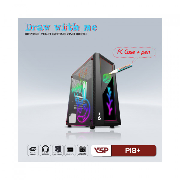 Vỏ Case VSP P18+ Black(ATX | Màu Đen)