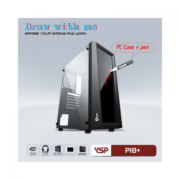 Vỏ Case VSP P18+ Black(ATX | Màu Đen)