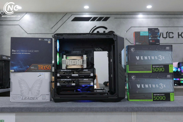 Bộ PC AI AMD Ryzen Threadripper 7970X, 128GB RAM DDR5, Dual VGA RTX 5090 32G
