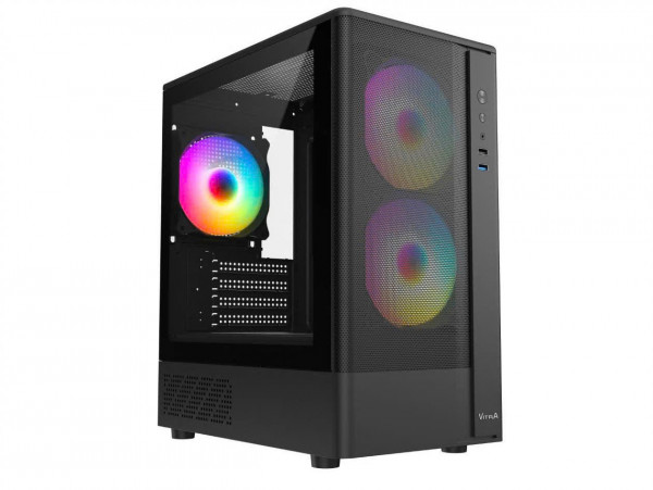 Vỏ Case Vitra Cruise Ax5 Black 3Fan RGB (M-ATX, Hỗ Trợ Rad 240mm, Kính Hông Trượt)