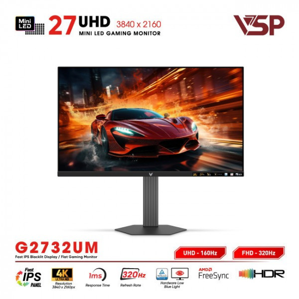Màn Hình Gaming VSP Mini-LED Vision Pro G2732UM (27 Inch, 4K UHD 160Hz / FHD 320Hz, 1ms, Adaptive Sync)