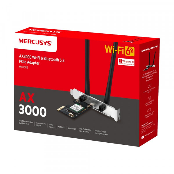Card mạng Mercusys AX3000 Wifi 6 MA80XE Bluetooth 5.3