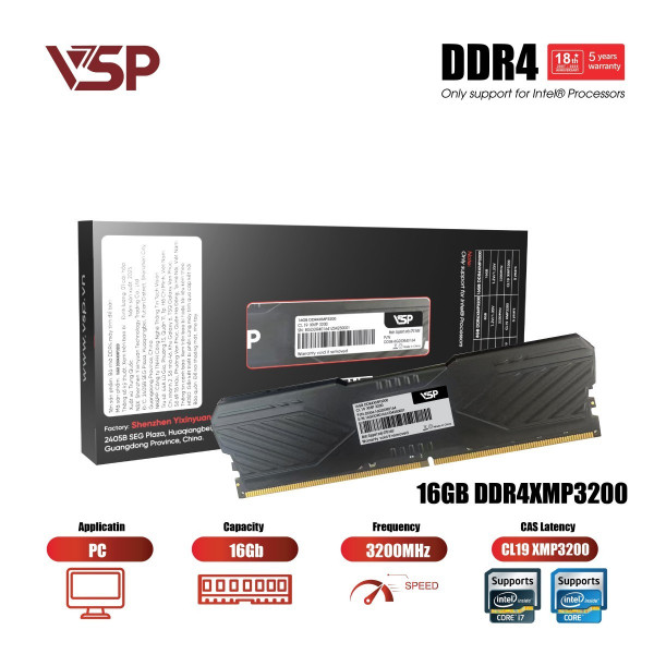 RAM VSP DDR4 16GB - 3200MHz (only support Intel)
