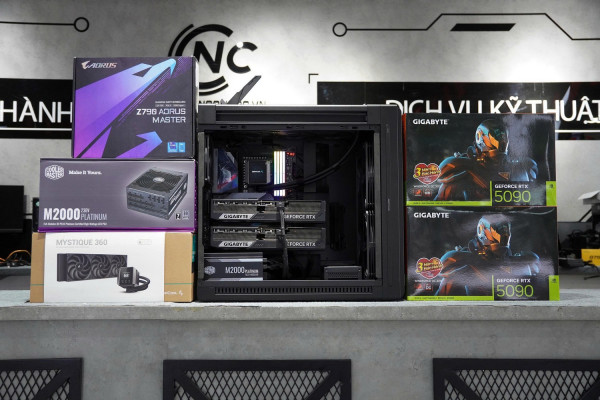 Bộ PC AI Intel Core i9-14900K, 192GB RAM, 2 VGA RTX 5090 32G