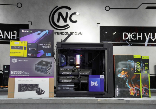 Bộ PC AI Intel Core i9-14900K, 192GB RAM, 2 VGA RTX 5090 32G