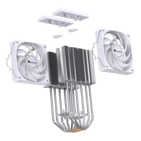 Tản Nhiệt Khí Jonsbo CR-3000E ARGB (Dual Tower, 6 Heatpipe, 2 Fan 120mm, Trắng)