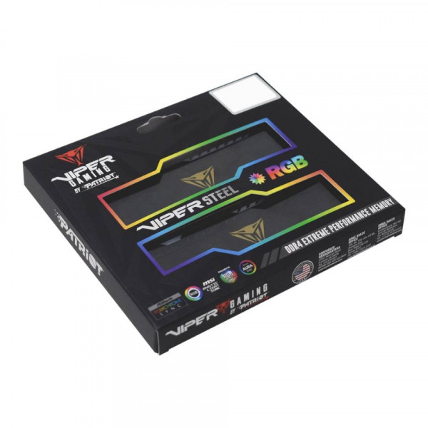 RAM PC Patriot Viper Steel RGB 32GB (2x16GB) DDR4 3200MHz C18 – Black (PVSR432G320C8K)