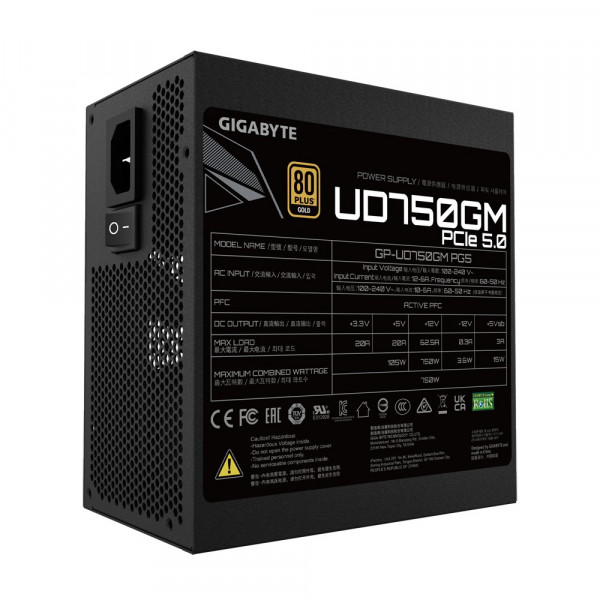 Nguồn Máy Tính Gigabyte GP-UD750GM PG5 750W (80 Plus Gold, Full Modular, Màu Đen)