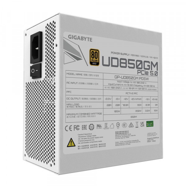 Nguồn Máy Tính Gigabyte GP-UD850GM PG5 850W White (80 Plus Gold, Full Modular, Màu Trắng)
