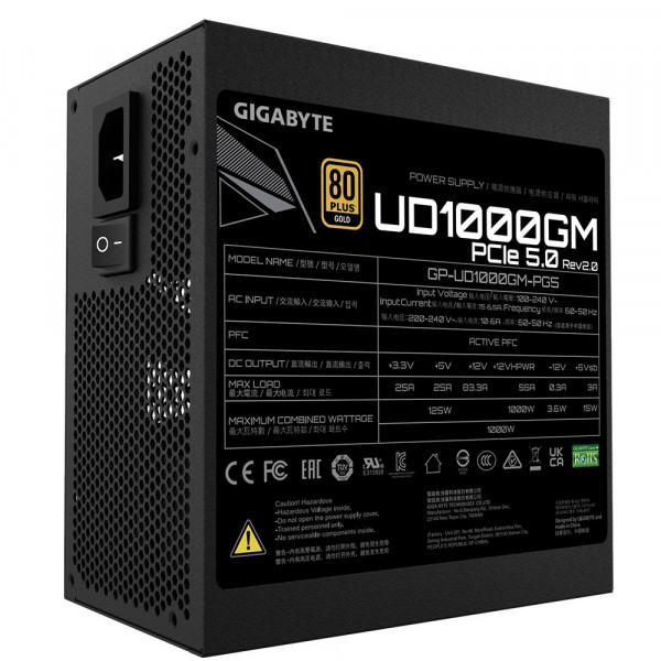 Nguồn Máy Tính Gigabyte GP-UD1000GM PG5 1000W (80 Plus Gold, Full Modular, Màu Đen)