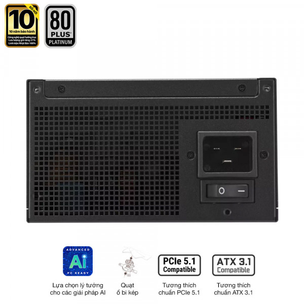 Nguồn ASUS PRO WORKSTATION 3000P (3000W, ATX 3.1, PCIe 5.0, 80 Plus Platinum, Full Modular, Range 200-240VAC, Bảo hành 10 năm)