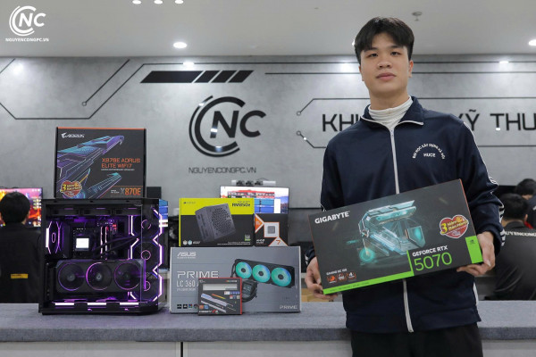 Bộ PC Gaming Ryzen 7 9800X3D, RAM 32GB, RTX 5070