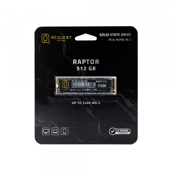 Ổ cứng SSD McQuest Raptor 512GB (M.2 2280, PCIe NVMe Gen3x4)