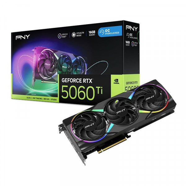 Card Màn Hình PNY GeForce RTX 5060 Ti 16GB EPIC-X RGB OC Triple Fan