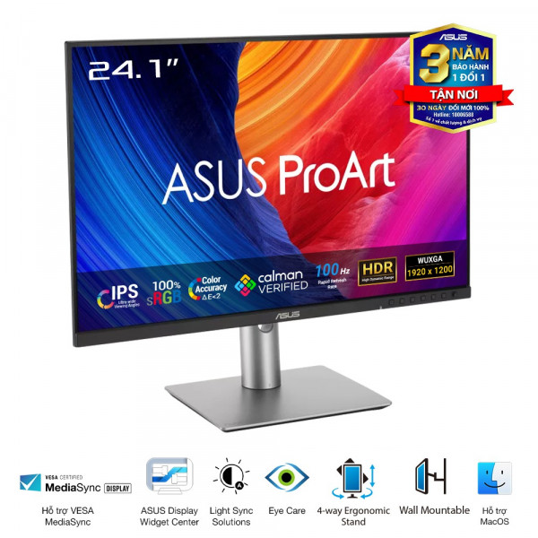 Màn Hình Đồ Họa ASUS ProArt PA248QFV (24.1 inch, IPS, WUXGA, 100Hz, 5ms, Speaker)