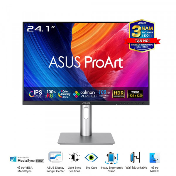 Màn Hình Đồ Họa ASUS ProArt PA248QFV (24.1 inch, IPS, WUXGA, 100Hz, 5ms, Speaker)