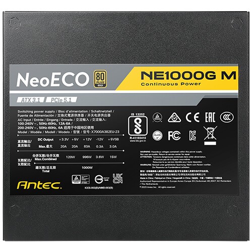 Nguồn Máy Tính ANTEC NeoECO NE1000G M (1000w, 80 Plus Gold, modular, ATX 3.0, PCIe 5.0)