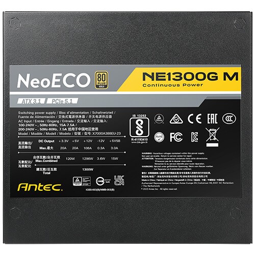 Nguồn Máy Tính ANTEC NeoECO NE1300G M (1300w, 80 Plus Gold, modular, ATX 3.0, PCIe 5.0)