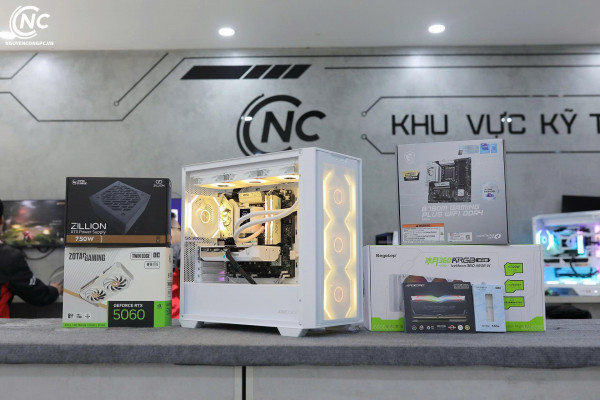 Bộ PC Gaming Core i5-14600KF, RAM 16GB, RTX 5060 OC 8GB White