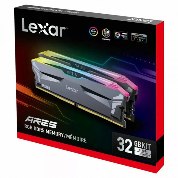 RAM Lexar ARES RGB 32GB (2x16GB) DDR5 6400MHz (Black, LD5EU016G-R6400GDLA)