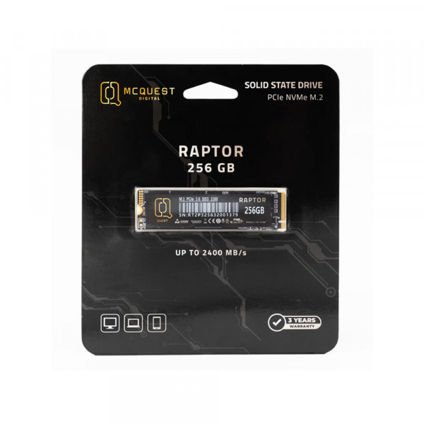 Ổ cứng SSD McQuest Raptor 256GB (M.2 2280, PCIe NVMe Gen3x4)