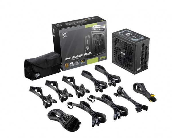 Nguồn máy tính MSI MAG A1250GL PCIE5 (1250W, 80 Plus Gold, Full Modular)