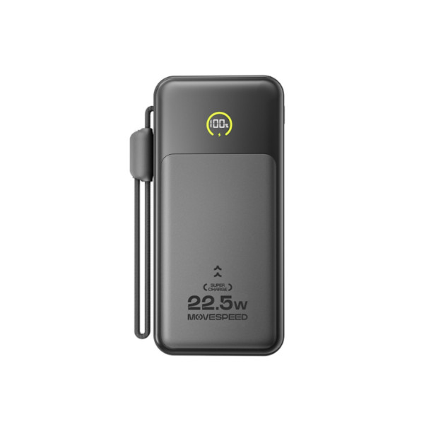 Sạc dự phòng Movespeed MSP19 (10000mAh, 22.5W, Màn hình LED, Tích hợp Type-C, Màu đen)