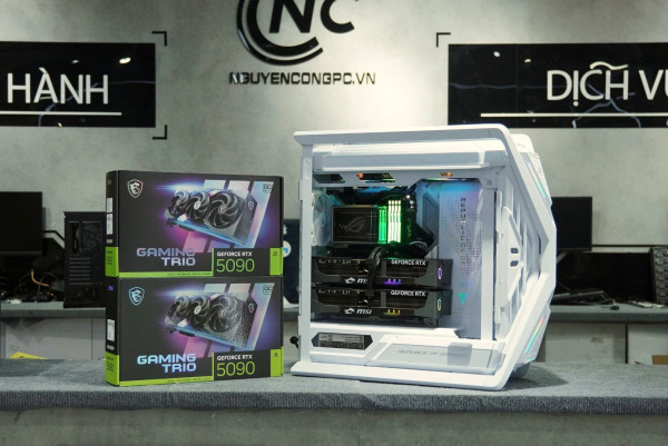 Bộ PC AI AMD Ryzen 9 9950X, RAM 128GB, Dual RTX 5090 32GB