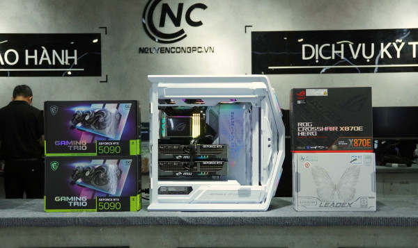 Bộ PC AI AMD Ryzen 9 9950X, RAM 128GB, Dual RTX 5090 32GB