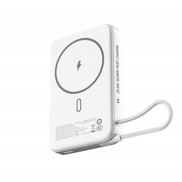 Sạc dự phòng Movespeed MSP16 (10000mAh, 22.5W, Tích hợp Type-C, Đế dựng, Màu trắng)