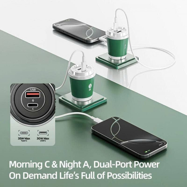 Củ sạc nhanh Movespeed Coffee Cup MSA06 (35W GaN, Màu xanh lá)